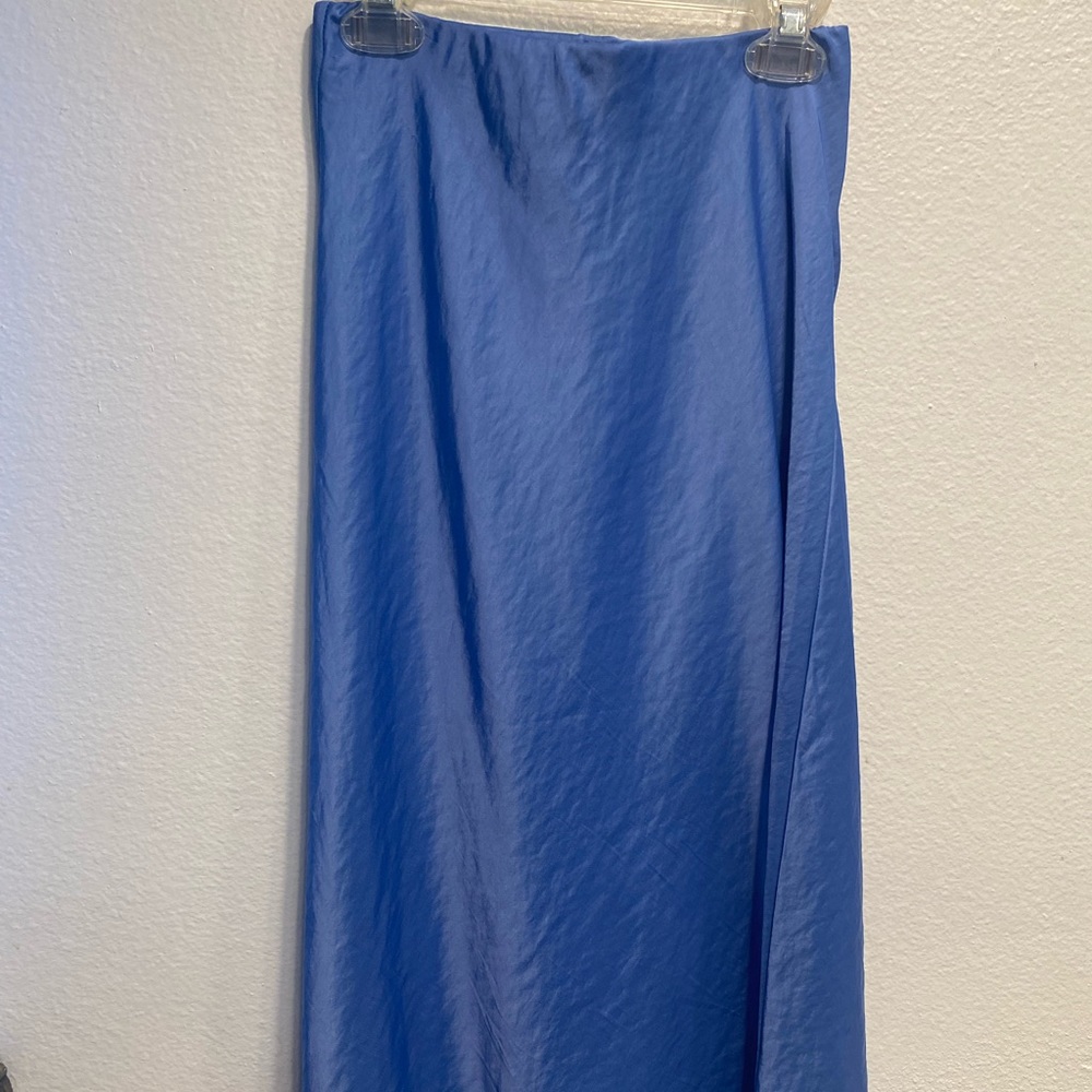 Code x Mode silk blue midi skirt